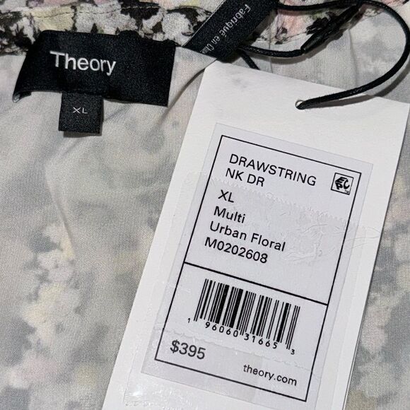 NWT THEORY Gathered Shirt Dress in Floral Silk Crepe XL - Picture 13 of 15